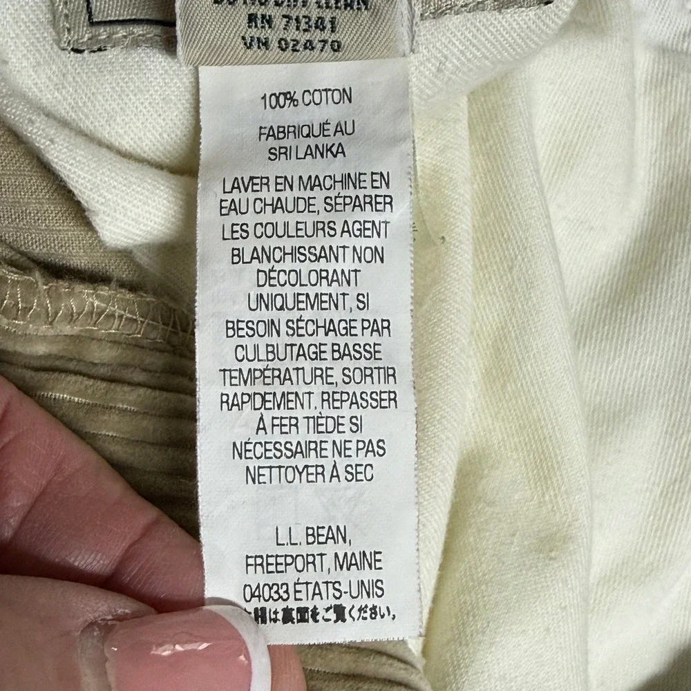 LL Bean Classic Fit Khaki Corduroy Pants Mens 34W 100% Cotton Tan 274830